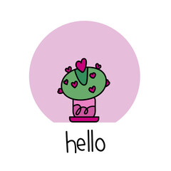 Cactus Hand drawn. Doodle vector illustration