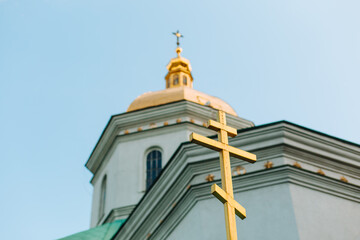 golden cross dome church orthodox christianity religion