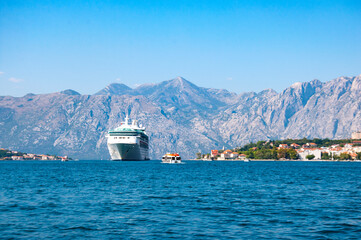 Stunning summer landscape with Adriatic Sea, mountains and wonderful bay, kotor bay, montenegro
