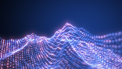 Technological landscape of the future .Digital terrain cyberspace in the mountains with valleys. illustration .