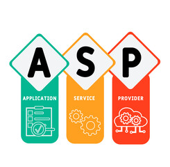 ASP - Application Service Provider acronym. business concept background. vector illustration concept with keywords and icons. lettering illustration with icons for web banner, flyer, landing pag