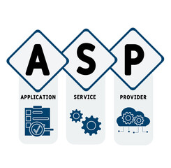 ASP - Application Service Provider acronym. business concept background. vector illustration concept with keywords and icons. lettering illustration with icons for web banner, flyer, landing pag