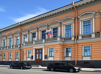Fototapeta na wymiar English (Angliyskaya) Embankment, 16 in Saint Petersburg, Mansion of Durnovo