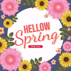 florals hello spring background for holidays mood