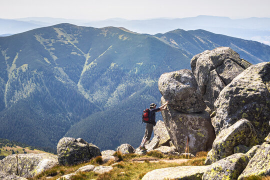 Senior man trekking in Low Tatras Slovakia