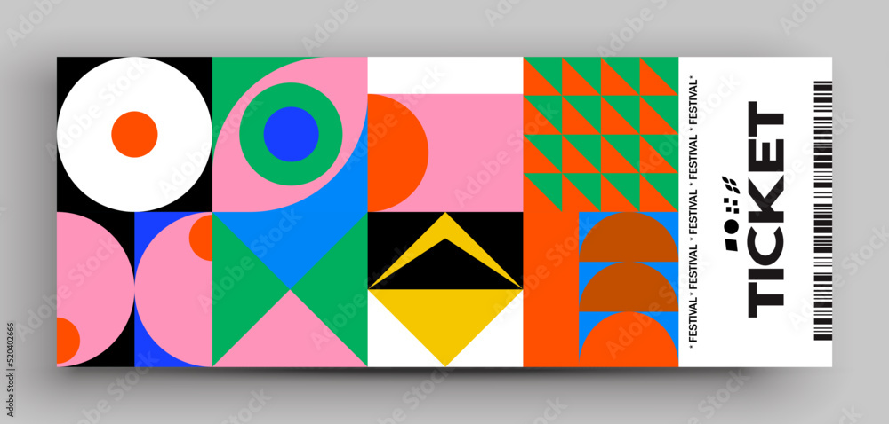 Aufkleber ticket vector template layout with abstract pattern design graphics made with simple shapes and form