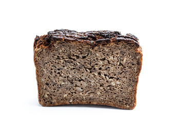 Sliced Rye bread with seeds isolated on white