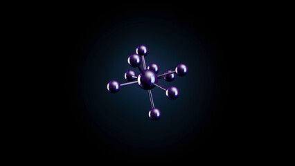 Fototapeta premium Animation of the molecule model on a black background. Futuristic model of a molecule