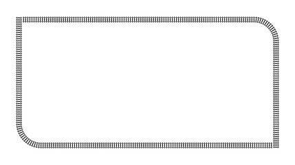 Vector illustration of railroad frame isolated on white background. Railway train track background. Top view railroad train pathes. 
