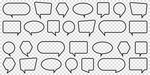 Big set of outline speech bubble. Communication concept. Vector illustration. Design elements for web site or mobile app.