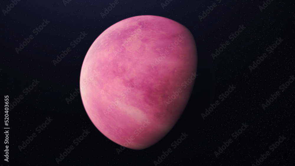 Poster abstract animation of unknown pink planet rotating in outer space. animation. abstract pink planet o