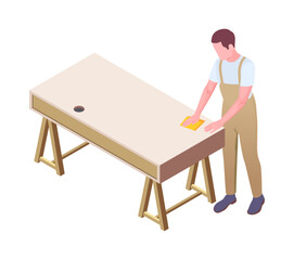 Fototapeta premium Table Cleanup Worker Composition