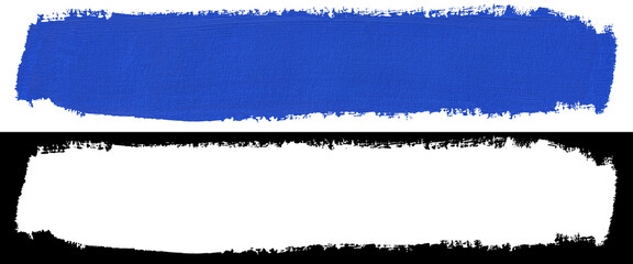 Blue stroke of paint brush texture isolated on white background with clipping mask (alpha channel)...