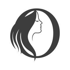Woman face Letter O beauty logo design.