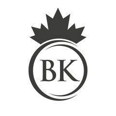Letter BK Maple Leaf Logo Template Symbol Canadian Business, Company Logo Concept Vector Template