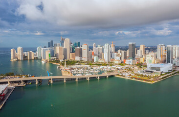 Fototapeta na wymiar Aeria view on Miami at sunrise