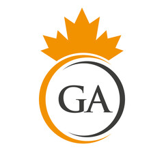 Letter GA Maple Leaf Logo Template Symbol Canadian Business, Company Logo Concept Vector Template