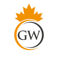 Letter GW Maple Leaf Logo Template Symbol Canadian Business, Company Logo Concept Vector Template