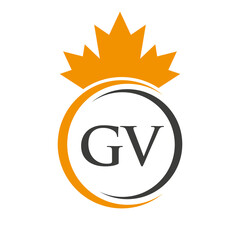 Letter GV Maple Leaf Logo Template Symbol Canadian Business, Company Logo Concept Vector Template