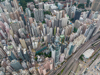 Fototapeta na wymiar Hong Kong Top down view of Hong Kong city