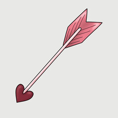 Arrow illustration. Boho style heart. Cute clipart.