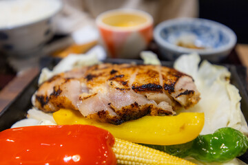 Teriyaki chicken set in restaurant