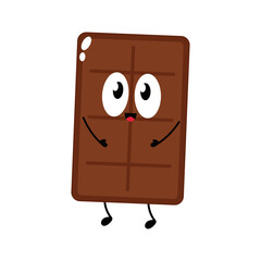 Cute and funny chocolate bar character. Chocolate mascot.