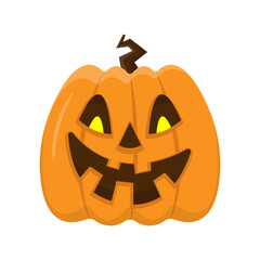Halloween pumpkin icon. Color silhouette. Front view. Vector simple flat graphic illustration. Isolated object on a white background. Isolate.