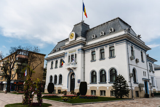 Pitesti City Hall on Victoriei Street in the city center. Pitesti., Romania.