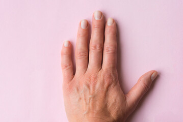 Close-up of a woman's hand. Palm back side