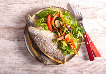 Fried fillet of dorado fish