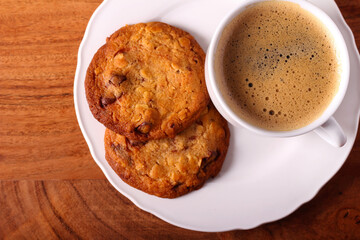 Homemade chocolate chip oat cookies