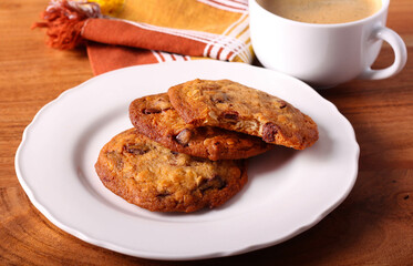 Homemade chocolate chip oat cookies