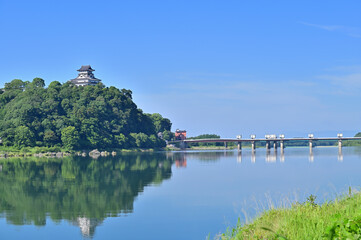 Scenery of Inuyama castle and Kiso river, Aichi prefecture, Japan