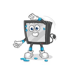 tv stretching character. cartoon mascot vector