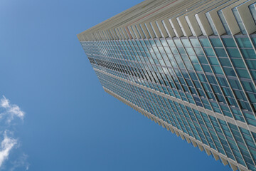 building with sky and clouds reflection skyscraper 
