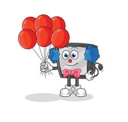 tv clown with balloons vector. cartoon character
