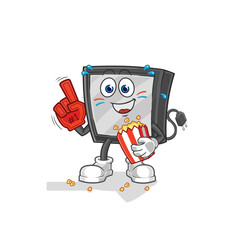 tv fan with popcorn illustration. character vector