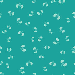 Green Human kidneys icon isolated seamless pattern on green background. Vector