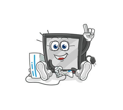 tv playing video games. cartoon character