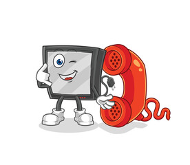 tv call mascot. cartoon vector