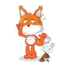 fox with stinky waste illustration. character vector