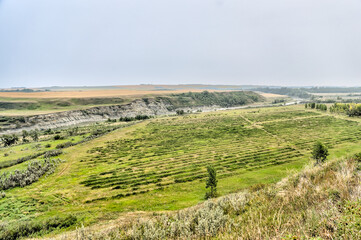 Fototapeta na wymiar Landscapes seen from Saskatoon farm of Bow River in rural Alberta