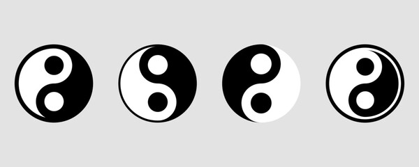 Set of Yin Yang symbol. Black and white sign. Vector 10 EPS.