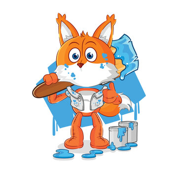fox painter illustration. character vector