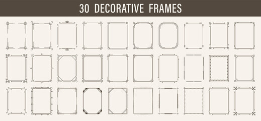 Set of decorative frames. Vintage or retro frames border. Frames collection. Calligraphic frames. Vector illustration.