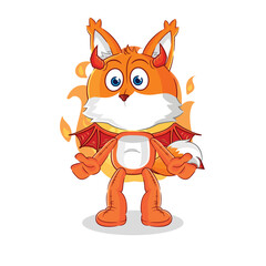 fox demon with wings character. cartoon mascot vector