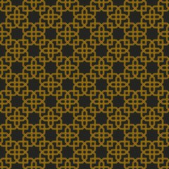 Square seamless pattern, interlacing star and cross arrangements. Classic Arabic, Celtic styles.