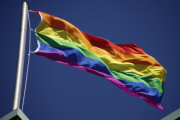 rainbow flag waving in the wind