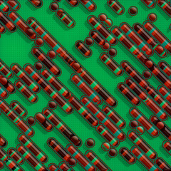 Digital illustration of colored geometric pattern. 3d rendering modern background. Futuristic style